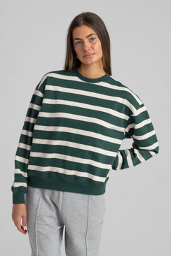 Washed Cotton Stripe Sweatshirt - Green