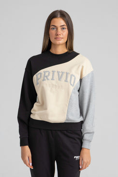 Privio Logo Washed Cotton Sweatshirt - Black