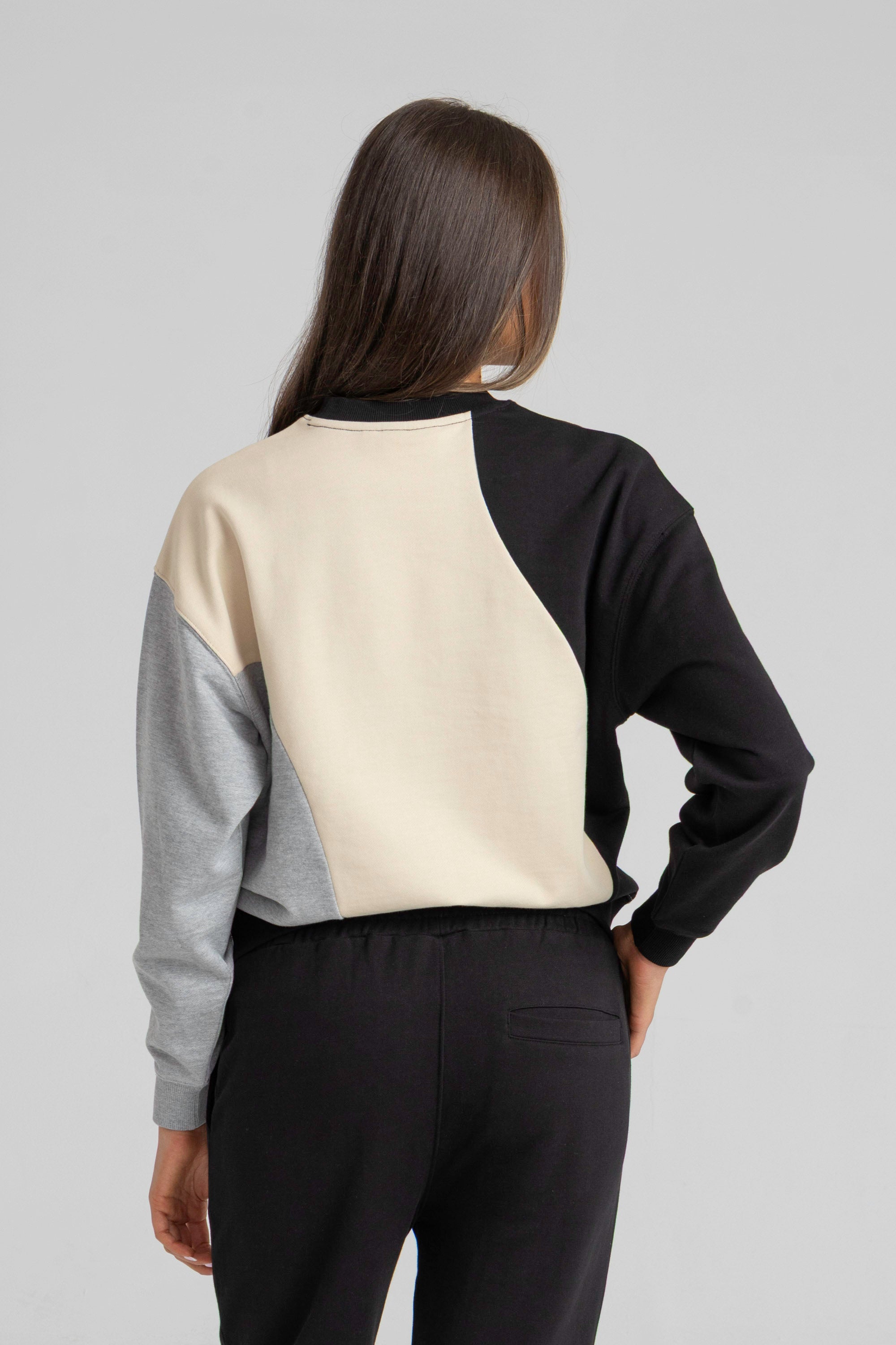 CUT AND SEW PANNEL SWEATSHIRT