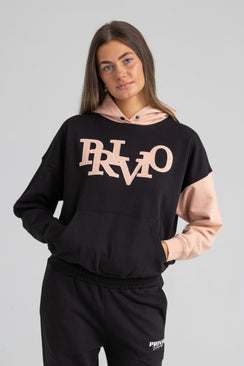Contrast Sleeve Hoodie - Black