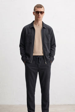 Corduroy Zip Through Shacket - Navy