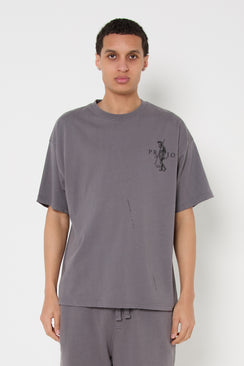 Relaxed Lightweight Graphic Cotton T-Shirt - Grey