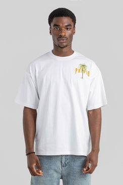 Relaxed Lightweight Graphic Cotton T-Shirt - White