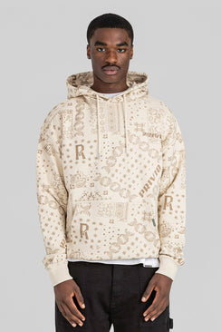 All Over Printed Hoodie - Beige