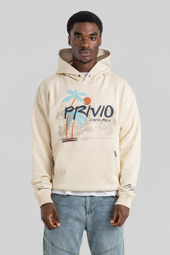 Oversized Washed Cotton Hoodie - Beige
