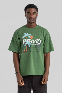 Relaxed Graphic Costa Rica Cotton T-Shirt - Green