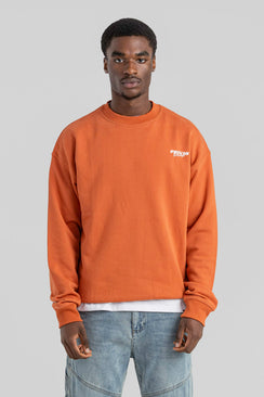 Oversized Washed Cotton Sweatshirt - Rusty Orange