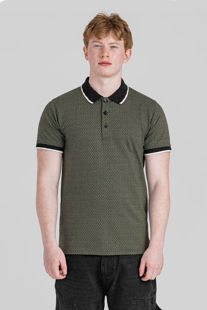 SLIM FIT JACQUARD POLO T SHIRT