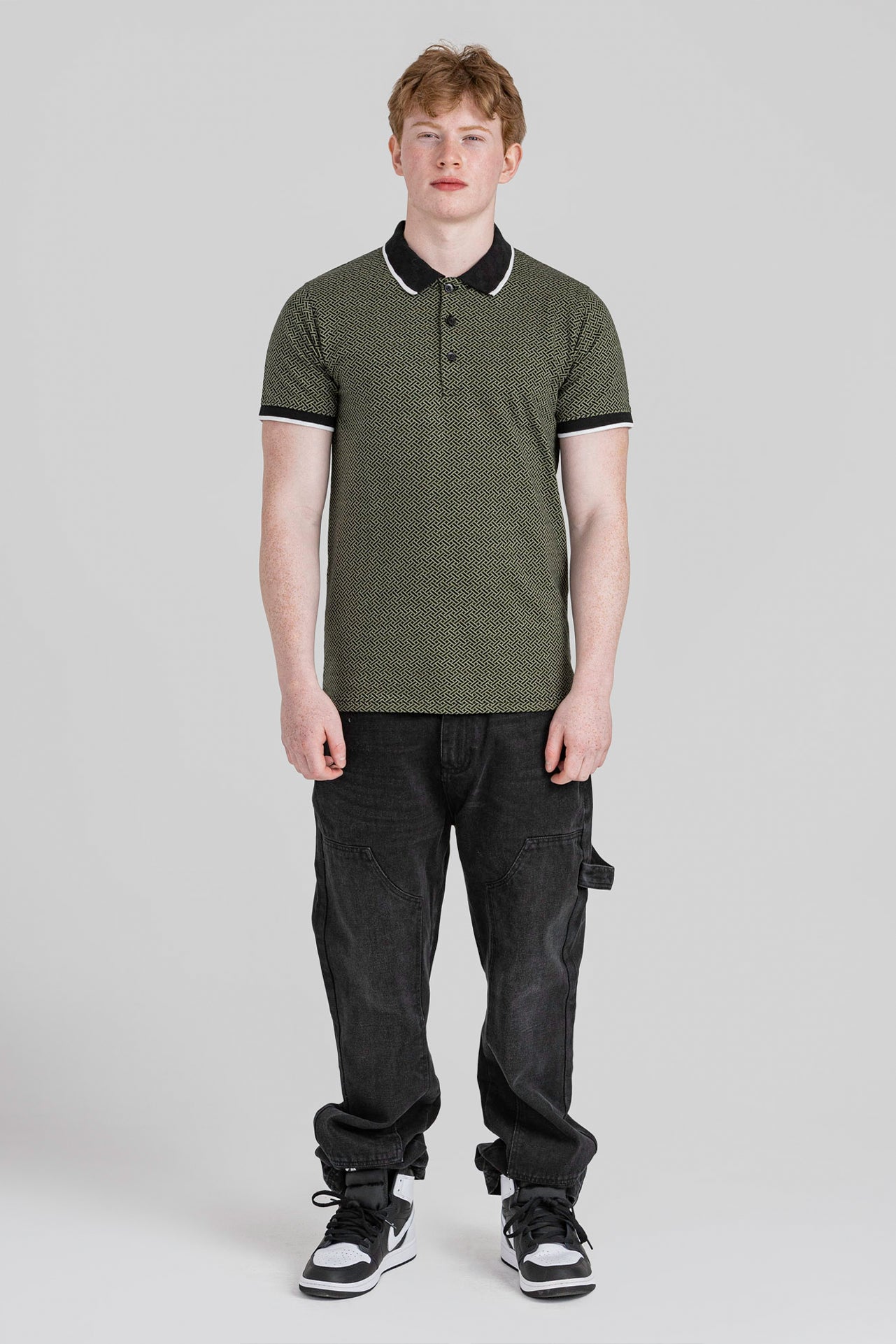 SLIM FIT JACQUARD POLO T SHIRT